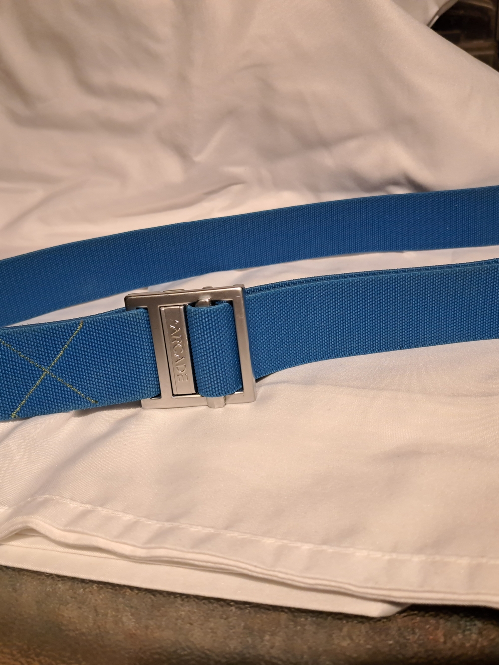 Arcade Sky Blue Webbing Belt with Brushed Silver Buckle
